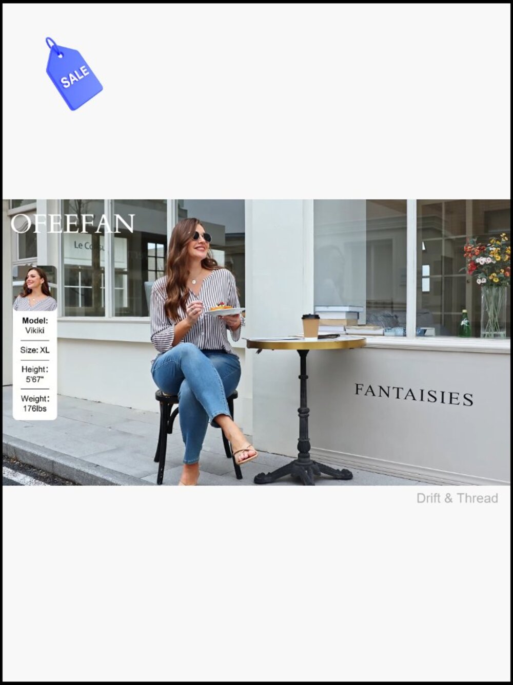 Button Down Shirt Women 3/4 Sleeve V Neck Blouses Business Casual Loose Fit Tops - Picture 6 of 7